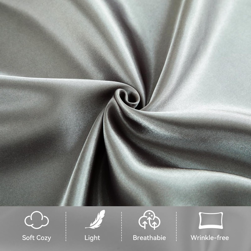 【2 Pack】 Mulberry Satin Silk Pillowcase, H HOME-MART 20"x 30"