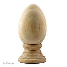 BestPysanky Unfinished Blank Wooden Egg with Stand