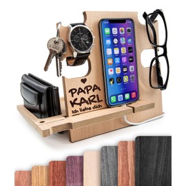 Docking Station personalisiert – Emotionales Geschenk zum Vatertag – Holz Organizer mit Gravur – Persönliche Geschenkidee von Tochter oder Sohn – Liebevoll, nützlich & unvergesslich