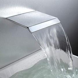 AZOS Waterfall Bath Spout Wall Mount Tub Filler Brass Waterfall Bathtub Spout Adapter High Flow Tub Shower Faucet Sprayer Attachment, Chrome Finish