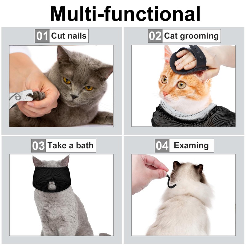 Kritkin 10 Pcs Cat Bathing Bag Set Pet Mesh Shower