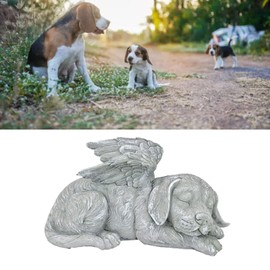 Qcwwy Pet Memorial Statue, Angel Pet Memorial Grave Marker Tribute Statue Resin Sleeping Pet Angel Garden Sculpture for Pet Memorial Gravestone Ornament (Angel Dog)
