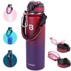 TOPBADE 24oz Insulated Sports Water Bottle with Straw Lid &