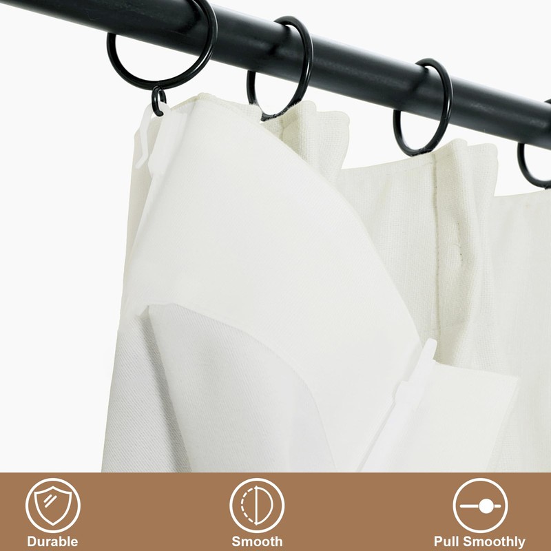 50Pcs Curtain Rings Black,Metal Drapery Rings with Eyelets, 1.5 inch