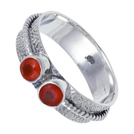 JEWELSTREZORO Karneol Edelstein Bandring Männer & Frauen Bandring Bandring 925 Sterling Silber Bandring Geschenkartikel Handarbeit TSR112E_59 (18.8)