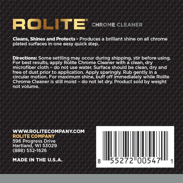 Rolite Chrome Cleaner (1lb) for All Chrome Plated Surfaces. Motorcycles, Automobiles, Boats, RVs, Bumpers and Much More