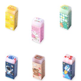 Cute Animal Erasers for Kids,6 PCS Mini Cartoon Rubbers for School, Kindergarten Drawing Fun Cuttable Pencil Erasers for Children's Stationery