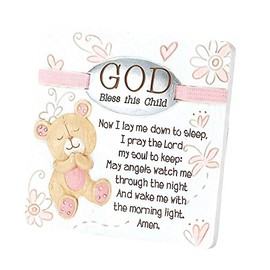 Dicksons Baby Bear God Bless This Child Tabletop/Wall Plaque for Girl, White