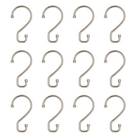 Bath Bliss 12 Pack S-Hook Shower Curtain Rings | Bathroom | Metal S Shaped Hooks | Easy Glide | Easy to Install | Hang Mugs, Pans, Towels | Satin