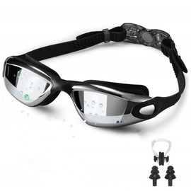 Swim Goggles, Triathlon Swimming Goggles, No Leaking UV Pool Goggles, Anti Fog Water Goggles for Adult Men Women (Black)