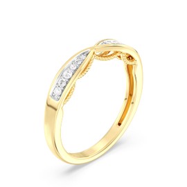 GILDED Lab Grown Diamond 1/10 ct. T.W. and 14K Gold Plating Over Sterling Silver Bypass Stackable Band Ring