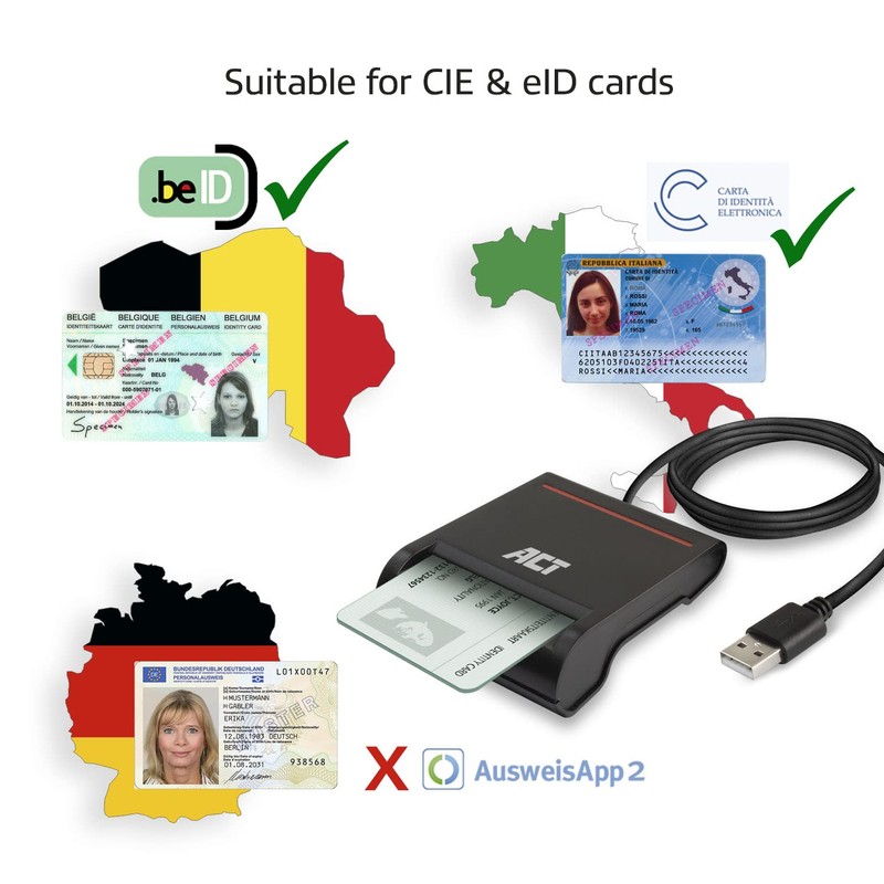 ACT eID Card Reader Belgium, USB Smart Card Reader, Not