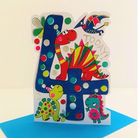 Rachel Ellen Boy 4 Today Age 4 Dinosaurs Birthday Card