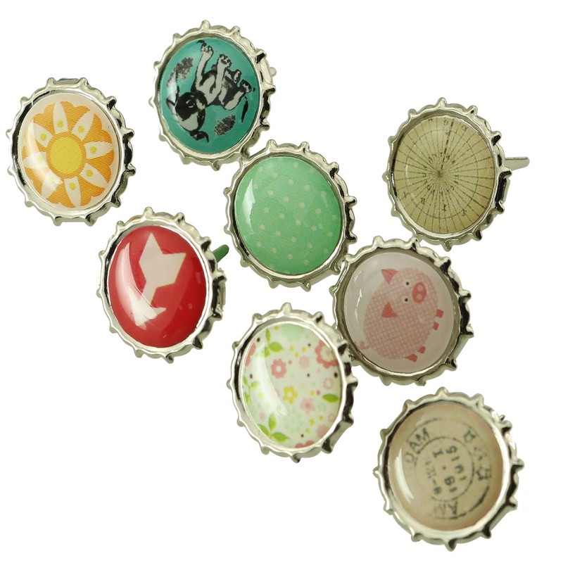 Paper Fasteners FMHXG 50pcs 9mm Round Mixed Pattern Brads Metal