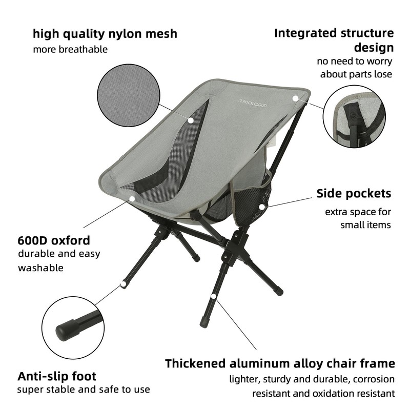 ROCK CLOUD Portable Camping Chair Ultralight Folding Camp Chairs Outdoor