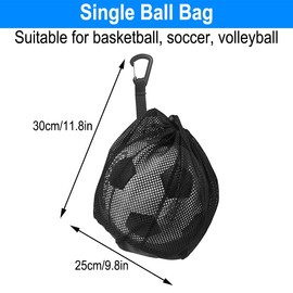 ZMDMAH Ball Bag with Drawstring Buckle Clip, Ball Net 1 Ball Basketball Bag, Backpack Portable Ball Net, Basketball Bag, Ball Net Bag, Ball Bag, Net Bag for Football, Tennis, Children, Adults