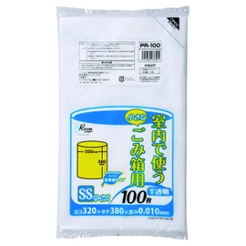 Japax PR100 Trash Bags, Translucent, Width 12.6 x Height 15.0 inches (32 x 38 cm), Thickness 0.0004 inches (0.010 mm), Approximately 3.9 gal (3 L), 100 Sheets for Room Projects, Indoor Use, Trash Can