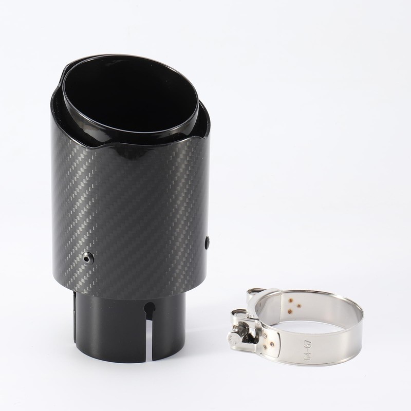 Carbon Fiber Exhaust Tip 2.5 Inlet 3.5 Outlet Gloss Black