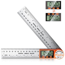 Preciva Digital Angle Protractor with Locking Function, Measuring Range: 000.0° ~ 999.9°, Stainless Steel Ruler for Woodworking, Home Work - 400 mm / 14 Inches