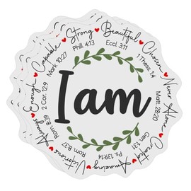 (Pack of 3) I Am Enough Capable Strong Beautiful Chosen Christian Faith Scripture Sticker Decals, Religious Quotes Inspirational Bible Journal Stickers, 3 Inches