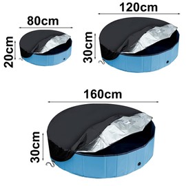 Junhui Cover for Pet Swimming Pools, Pool Tarpaulin Round, Foldable Cover for Dog Pool, Outdoor Waterproof Dust Protection Swimming Pool Cover, 120 x 30 cm