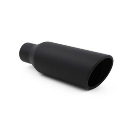 WestMotive, 2.5 Inch Inlet Black Exhaust Tip, 2.5" 4" Outlet 12" Long Powder Coated Finish Stainless Steel Rolled Edge, Bolt On
