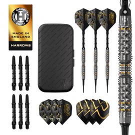 Harrows Opus Dart Set | Professional Darts 90% Tungsten Soft Tip | All Weights Pro Darts | Large 16-Piece Set with Carbon ST Shafts, Opus Flights & Free Slimcase Dart Bag (20g)