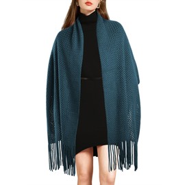 Superora Scarves for Women Soft Scarves and Long Large Winter Warm Knitted Wrap Unisex Stoles with Tassel, navy