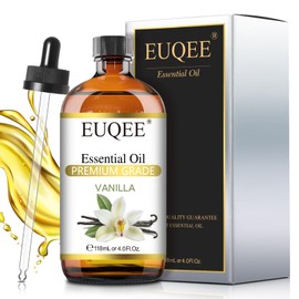 EUQEE 118ml Vanilla Essential Oil, Pure Vanilla Fragrance Essential Oil for Diffuser, Massage, DIY Soap,Candle Making, Skin & Hair Care - 4.0 Fl Oz