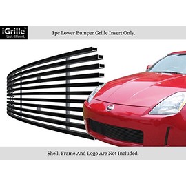 APS Compatible with 2003-2005 350Z Black Lower Bumper Stainless Steel Billet Grille N65415J