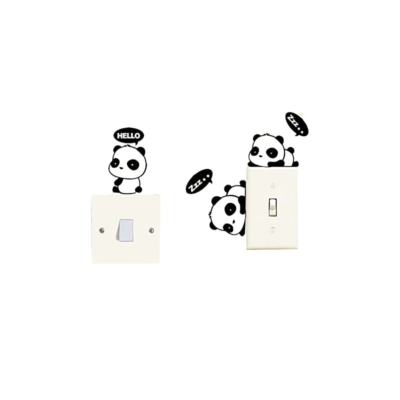 Wall Sticker, Power Switch Sticker, Cute, Panda, Wallpaper, Decoration, Interior,