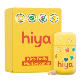 HIYA Kids Multivitamin Tablets – 15+ Essential Vitamins & Minerals with Fruits & Veggies for Ages 2+, Supports Growth, Development & Immune, 0g Sugar – 30 Day Supply for Toddlers & Kids