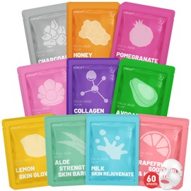 60 Pack Collagen Hydrating Face Mask, Bulk Sheet Face Masks for Skincare