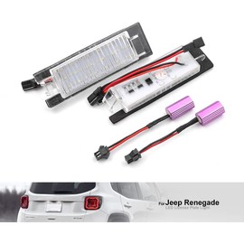 car passion LED Number Plate Lighting | Number Plate Lighting LED Compatible with Jeep Renegade | Built-in CANBus Resistor No Error 6000K Ice White Light Replacement Lamp Plate