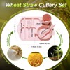 24 Pcs Wheat Straw Dinnerware Cutlery Set for Aldult Including