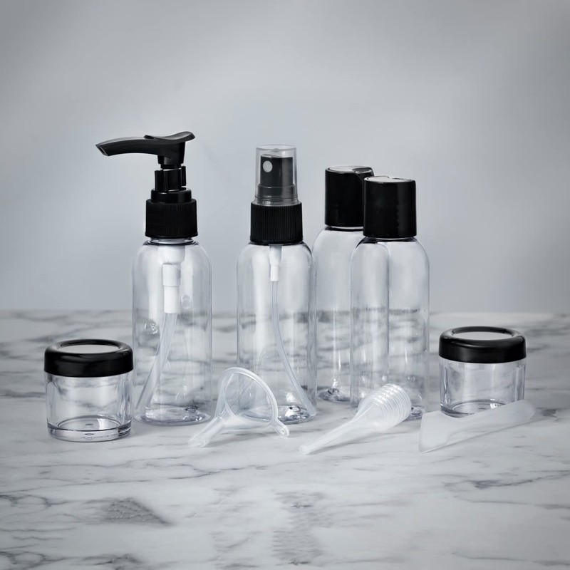 Netagon 9 Piece Travel Bottle Set Leak Proof Clear Toiletries