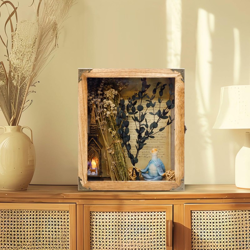 SAMGUYUE 11 x13 Shadow Box Frame, Sturdy Rustic Memory Display