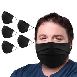 BLU HORN Breathable Face Mask - Dual Layered Reusable Full Face Mask for Men and Women with Adjustable Ear Loops & Reversible Design - Black, X-Large (5 Pack)