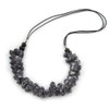 Avalaya Cluster Shell Bead with Black Cotton Cord Necklace in
