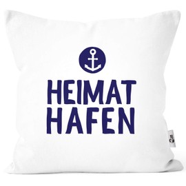 MoonWorks® Cushion Cover with Home Port Anchor Gift Partner Family Friends Nautical Motif White One Size
