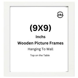 Modern 9x9 Inch Picture Frame - Square Picture Frames With Safe Perspex Front & Wall Hanging Hooks - 9x9 Square Photo Frame Poster Frames Black Oak White (White, 9x9 Inch)