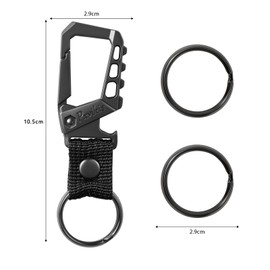 Pxvikis Heavy duty key chain metal carabiner clip bottle opener keychain holder car key fob belt ring unisex for men and women.Black