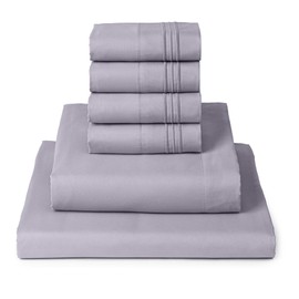 Mellanni Queen Sheet Set - 6-Piece Iconic Collection Bedding, (Including 4 Pillowcases), 16-Inch Deep Pocket, Easy Care, Extra Soft, Cooling Sheets, Brushed Microfiber - Lavender