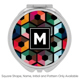 Unbranded Gift Compact Mirror : Colorful Shape Design Geometric Modern Home Decor Hexagon - Pattern Round Silver