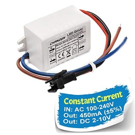 Chanzon LED Driver 450mA (Constant Current Output) 2V-10V (Input 100-240V AC-DC) (1-3) x2W Power Supply 450 mA Lighting Transformer Drivers for High Power COB Light Lamp Bulb (Plastic Case)