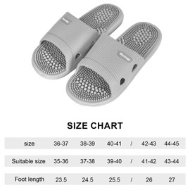 Zimoer Foot Massage Slippers Acupressure Massage Shoes for Men Women Non-Slip Slippers Sandals Foot Massager for Plantar Fasciitis Relieves Fatigue Promotes Blood Circulation, gray