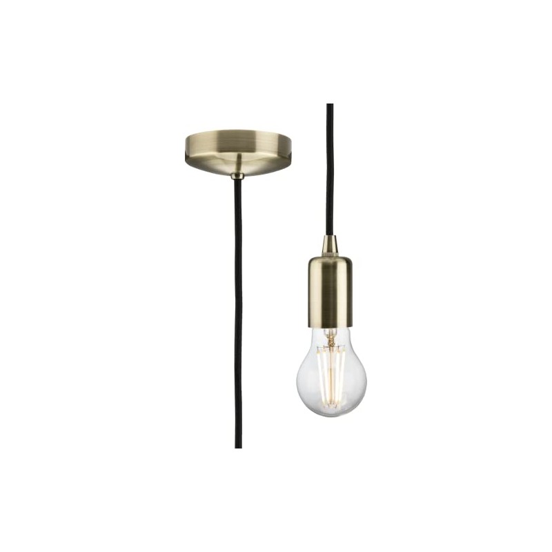 Knightsbridge 1.8m E27 Contemporary Pendant Set - Antique Brass, (8270L)