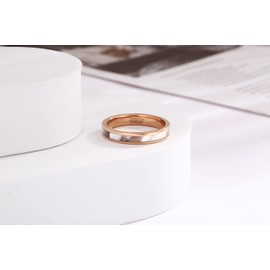 Vakki Tungsten Ring Rose Gold 4 mm Women's Tungsten Carbide Ring with White Mother of Pearl / Marble Suitable for Marriage Engagement Size J to Z (15.6-19.7), Tungsten Carbide