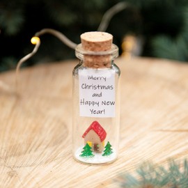Merry Christmas and Happy New Year Decorative Bottle Unique Holiday Gift For Mom or Dad Housewarming Xmas Present for Grandma or Grandpa