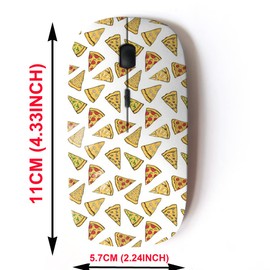 mouse inalámbrico de 2,4 G con bonito diseño de patrón para todos los portátiles y computadoras de computadora con nano receptor, piezas de pizza pintadas estilo gráfico